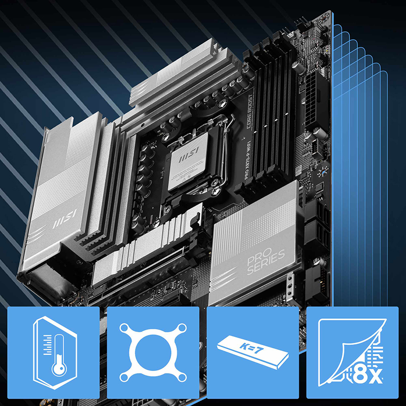 MSI PRO X870-P WIFI ATX AM5 Motherboard, USB 4.0, 4x SATA 6Gb/s